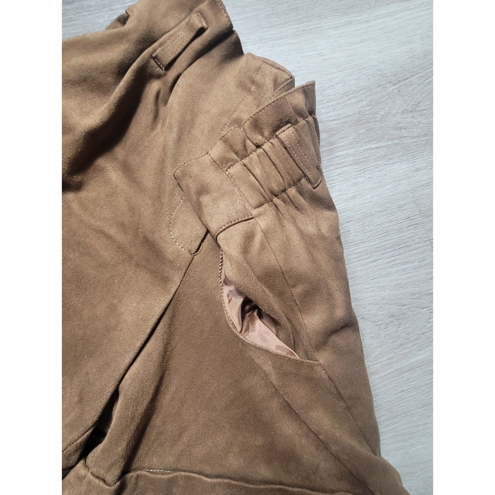 Zara Kids Girls Brown Faux Suede Paperbag Waist Cuffed Shorts Size 11-12 Stretch - Picture 5 of 10